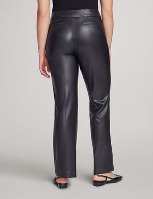 Anne Klein  Vegan Leather Pull On Slash Pocket Trouser