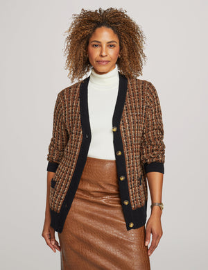 Anne Klein Vicuna Multi Multi Stitch Pocket Cardigan- Sale