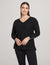 Anne Klein Anne Black V Neck Long Sleeve With Buttons