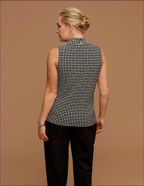 Anne Klein Plus Size Sleeveless Polka Dot Pleat Top
