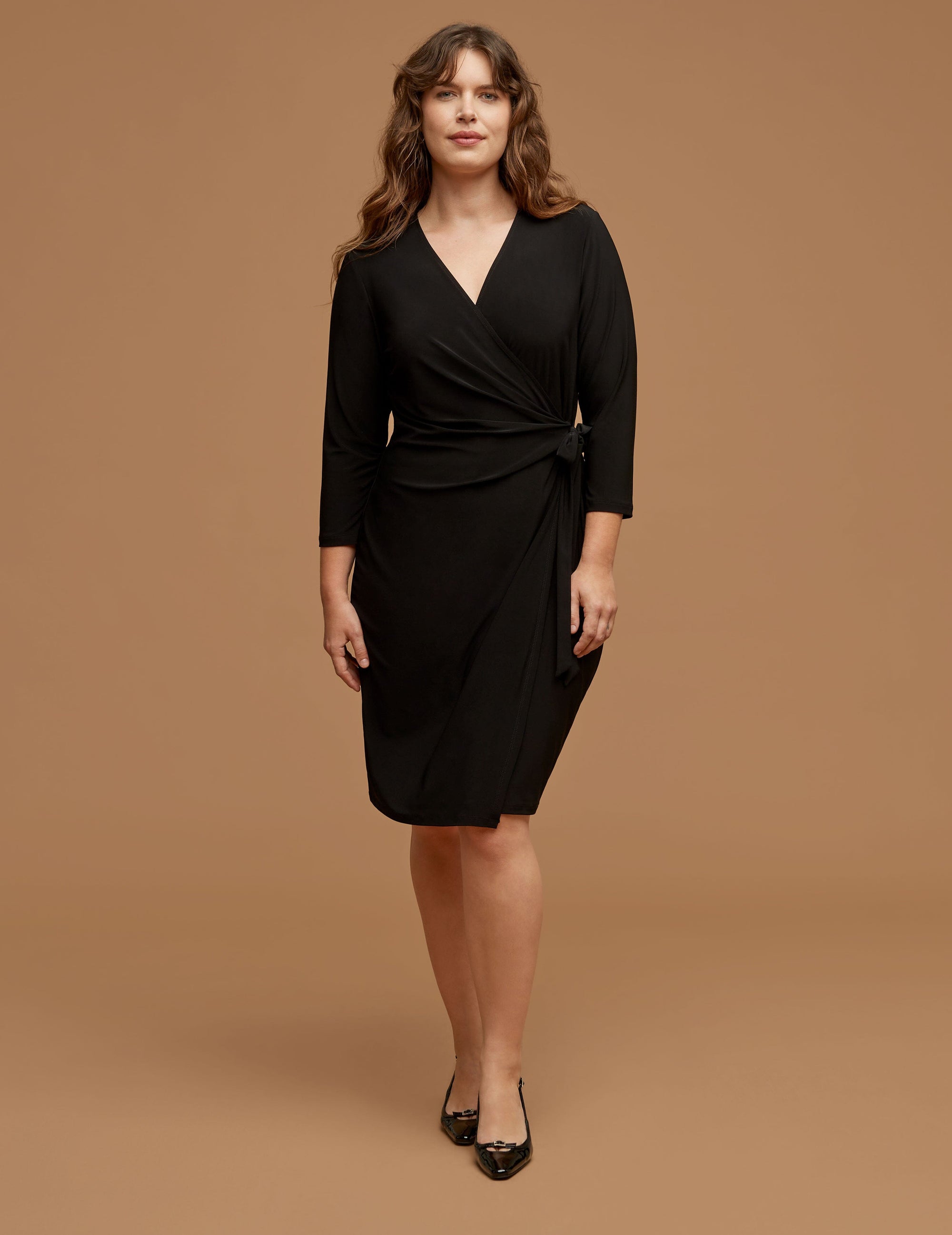 Anne Klein Plus Size Classic Wrap Dress - Black