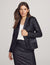 Anne Klein Anne Black Sequin Combo One Button Notch Collar Jacket