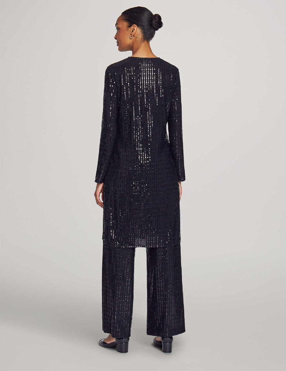 Elegant Black Sequined Duster