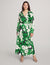 Anne Klein Emerald Mint Multi Faux Wrap Maxi Dress with Blouson Sleeves