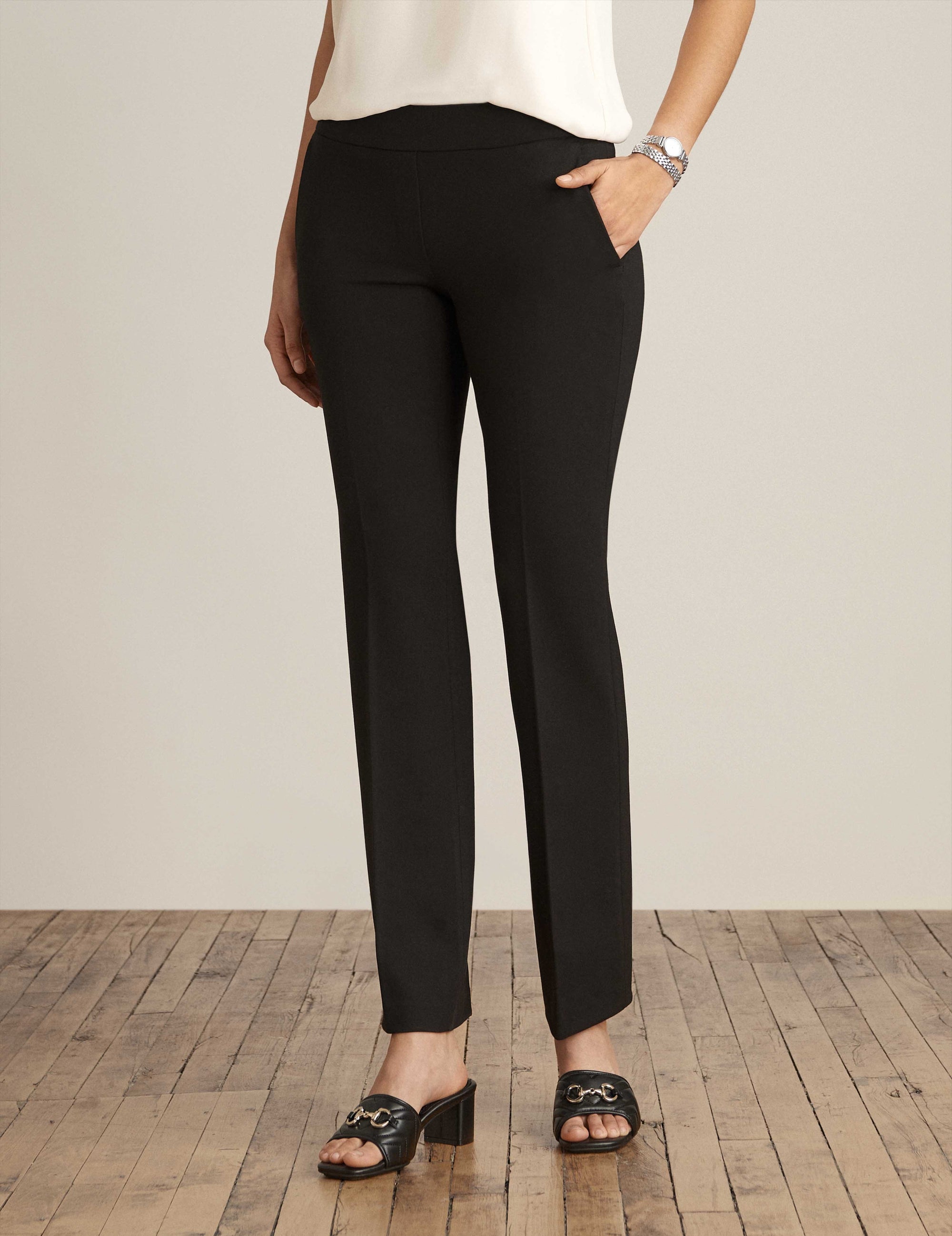 Pull On Straight Leg Trouser with Pockets | Anne Klein Pull On Straight Leg Trouser with Pockets | Anne Klein