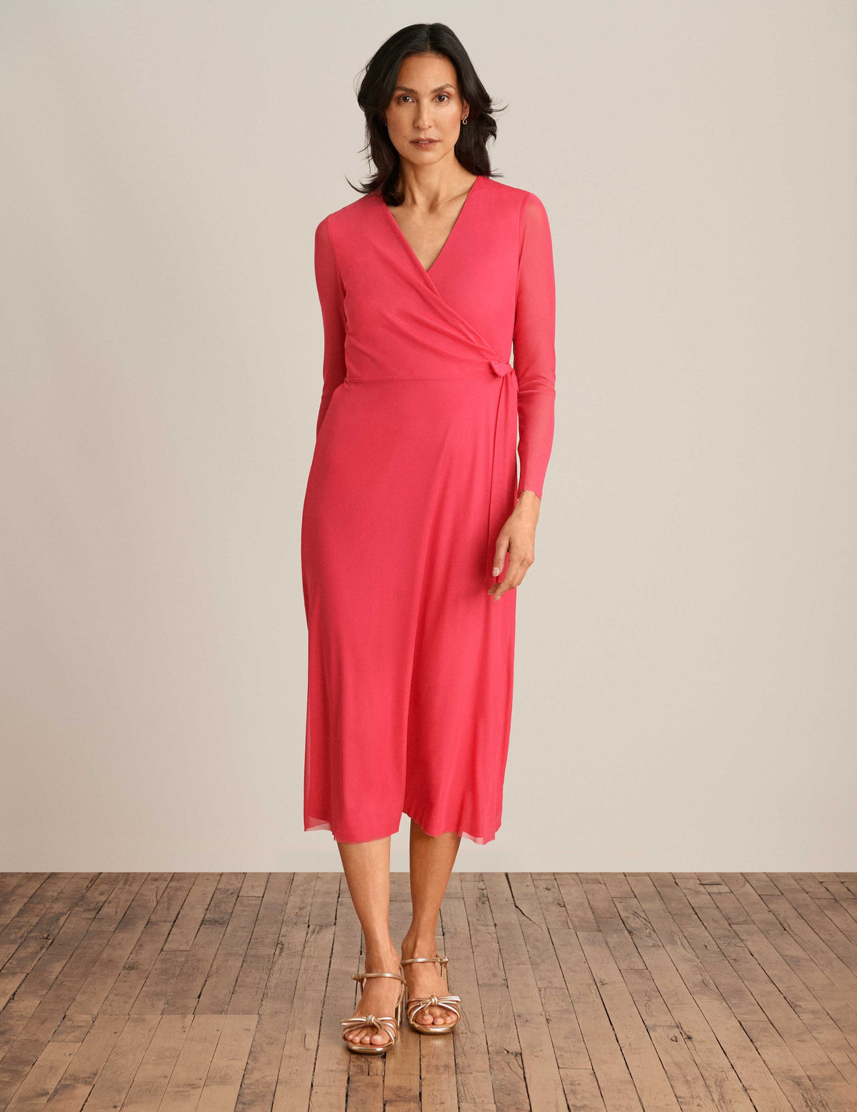 Anne Klein Rich Camellia Midi Wrap Dress