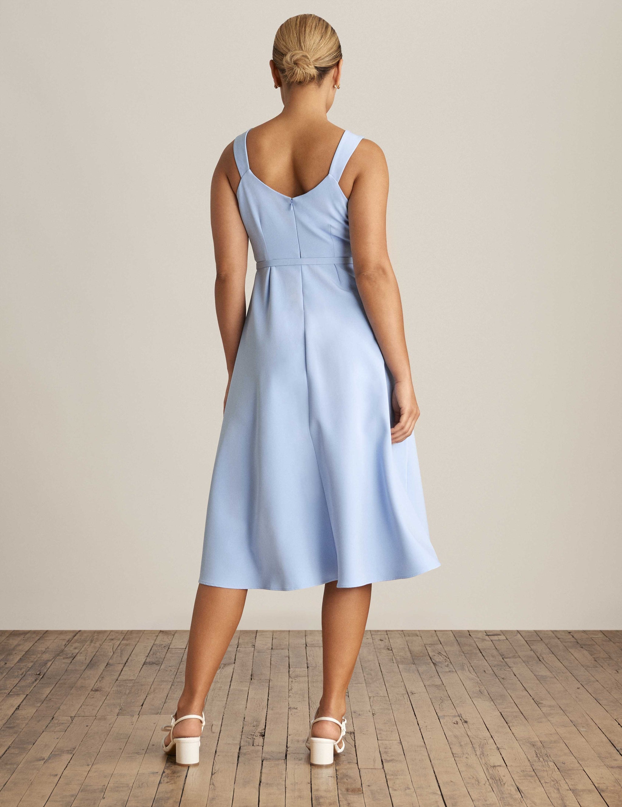 Blue a line midi 2024 dress