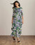 Anne Klein Violet Dawn Multi Printed Mesh Maxi Dress With 3/4 Sleeves
