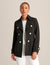 Anne Klein Anne Black Faux Double Breasted Short Trench