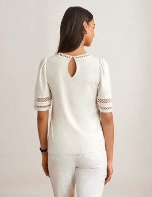 Anne Klein  Harmony Knit Lace Trim Tee - Sale