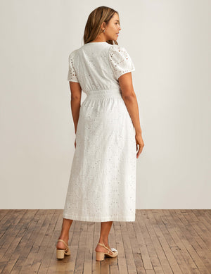 Anne Klein  Short Sleeve Eyelet Midi Dress - Sale