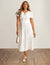 Anne Klein Pearl White Short Sleeve Eyelet Midi Dress - Sale