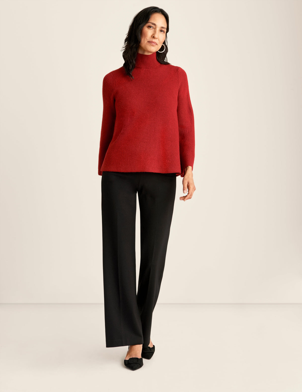 Anne Klein Titian Red Directional Stitch Sweater