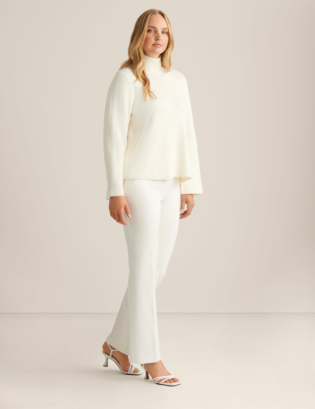 Anne Klein Anne White Directional Stitch Sweater