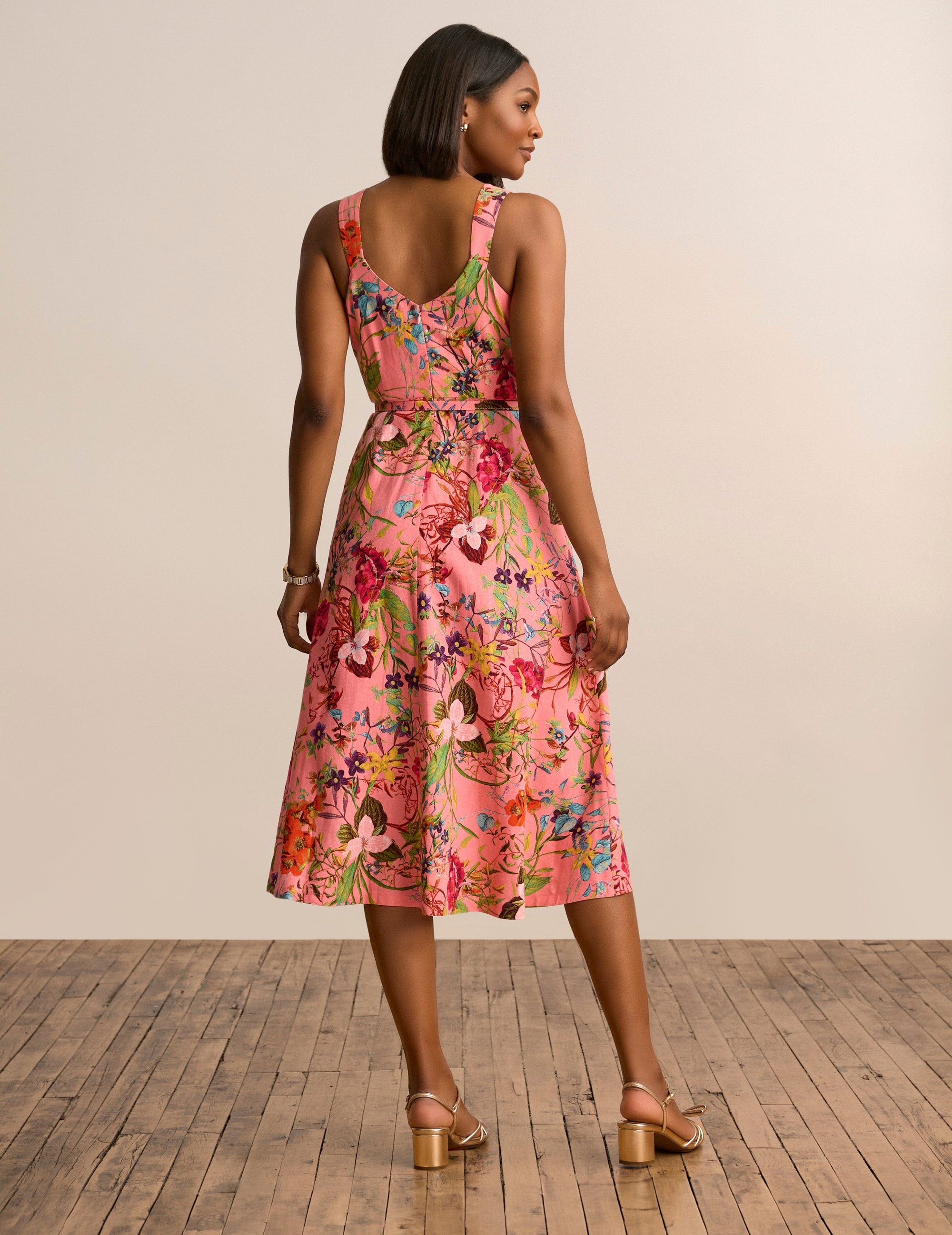 Scooped Neck A Line Midi Dress Clothing Kasper