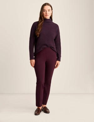 Anne Klein Deep Plum Dolman Sleeve Mock Neck Sweater