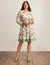 Anne Klein Ivory Shell Multi Soft V Neck Tiered Dress