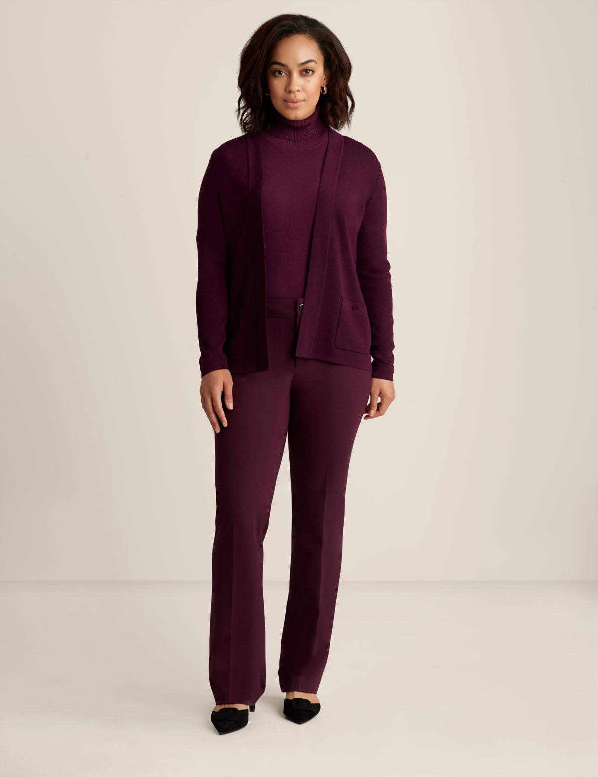 Anne Klein Deep Plum Malibu Cardigan