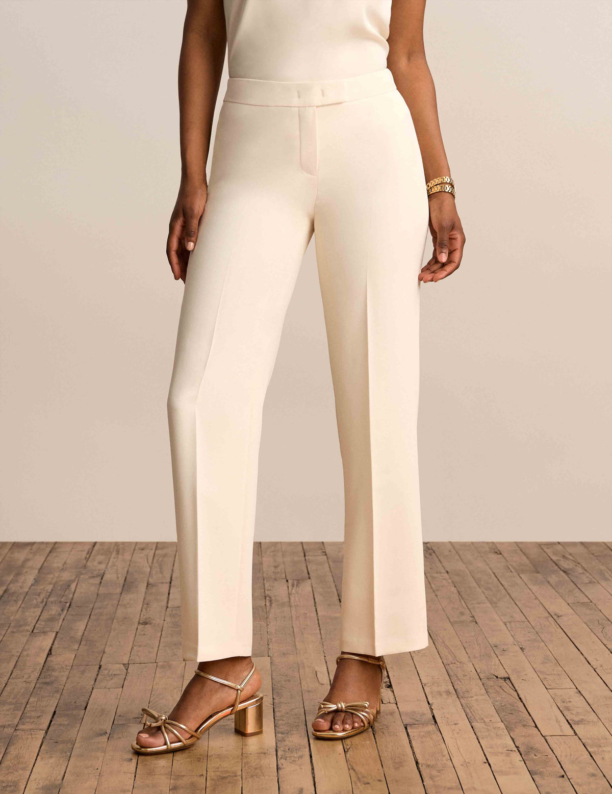 Anne Klein Anne White Fly Front Bowie Trouser