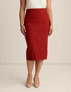 Anne Klein Titian Red Chevron Stitch Pencil Skirt