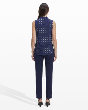 Anne Klein Printed Ity Triple Pleat Top
