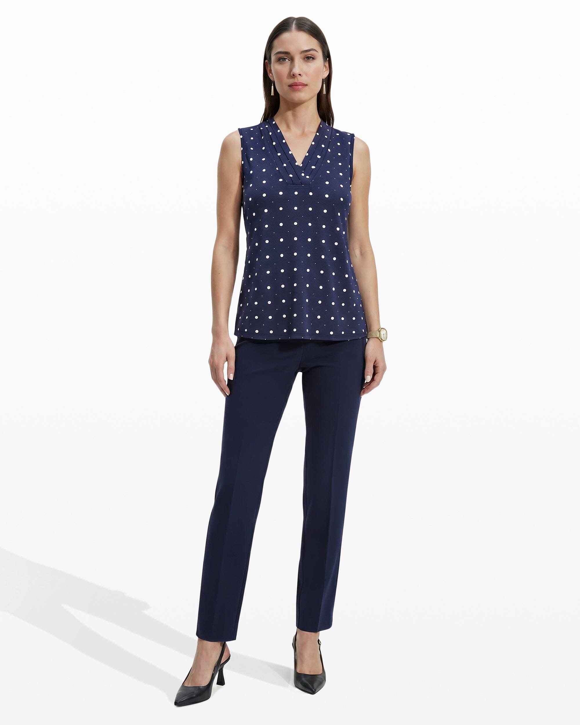 Anne Klein Printed Ity Triple Pleat Top