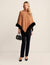 Anne Klein Vicuna/Anne Black Fur Trim Poncho Cape