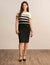 Anne Klein Anne Black/Anne White Multi Stripe Short Sleeve Crew Neck Dress