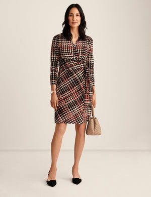 Anne Klein Anne Black Multi Classic Wrap Dress - Sale