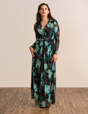 Anne Klein Anne Black Multi Twist Front Maxi Dress