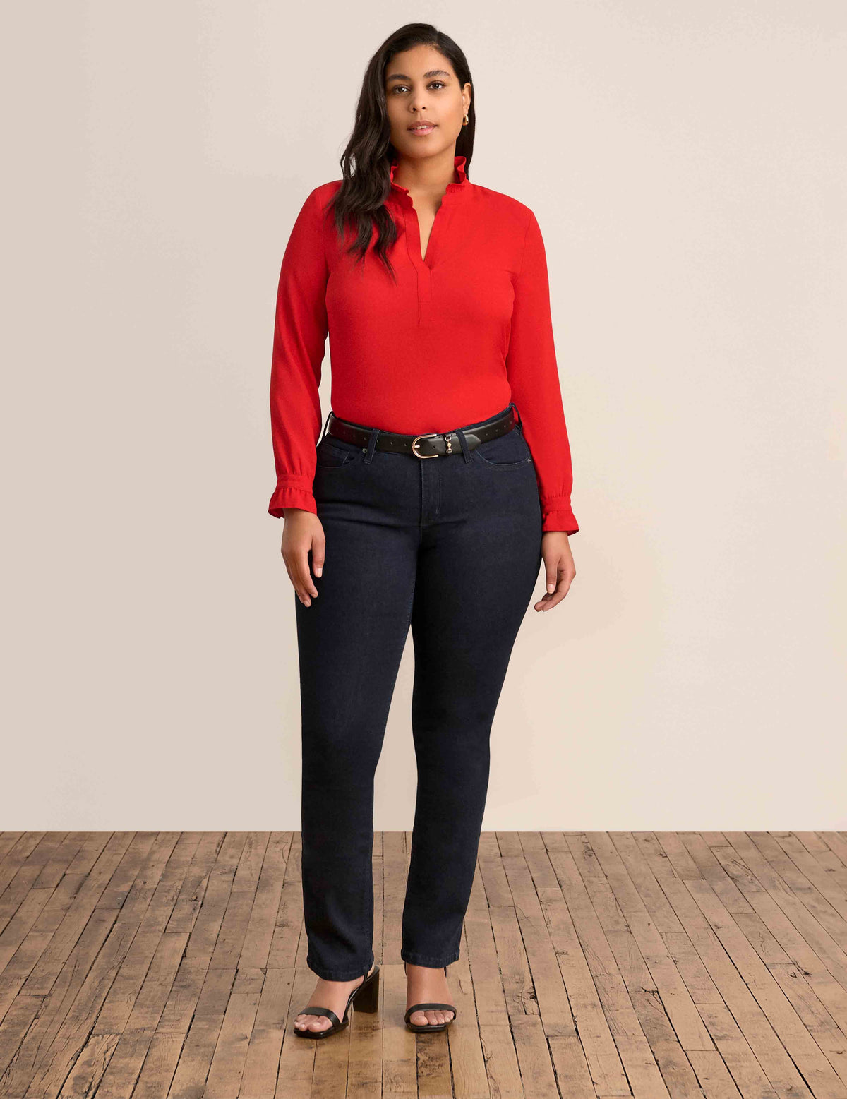 Anne Klein  Ruffle Notch Neck Top