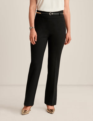 Anne Klein Anne Black High Rise Pull On Chain Belt Trouser