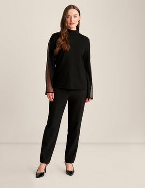 Anne Klein Anne Black Serenity Knit Mock Turtleneck Top