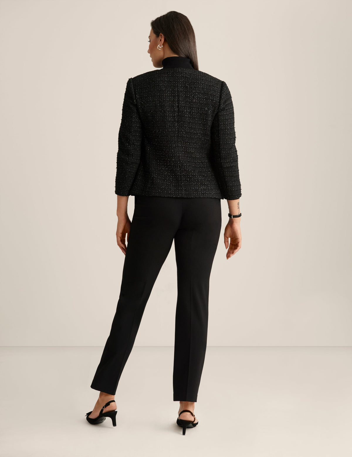 Anne Klein  Tweed Collarless Jacket