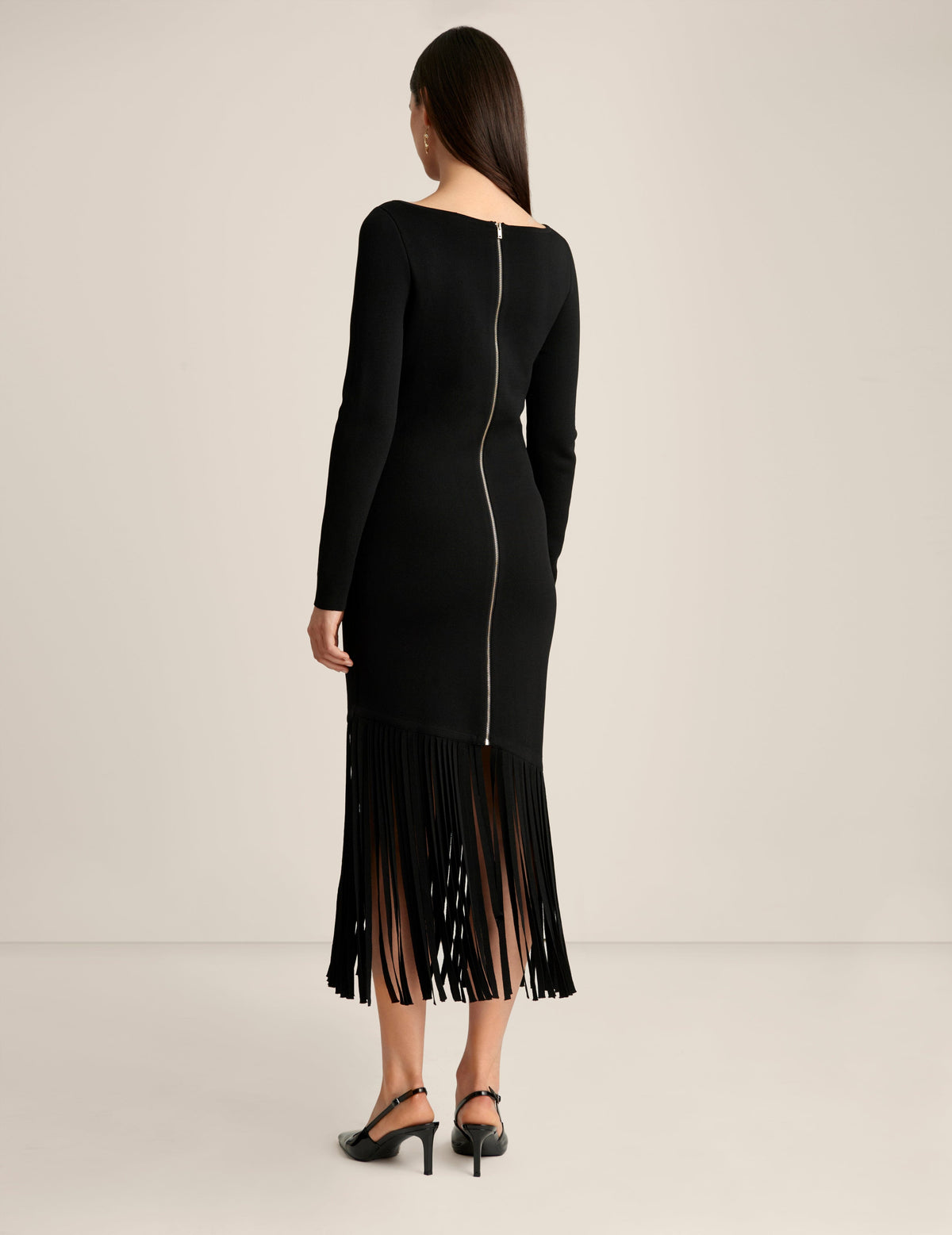 Anne Klein  Asymmetric Fringe Dress