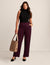 Anne Klein Deep Plum Pull On  Slash Pocket Wide Leg Pant