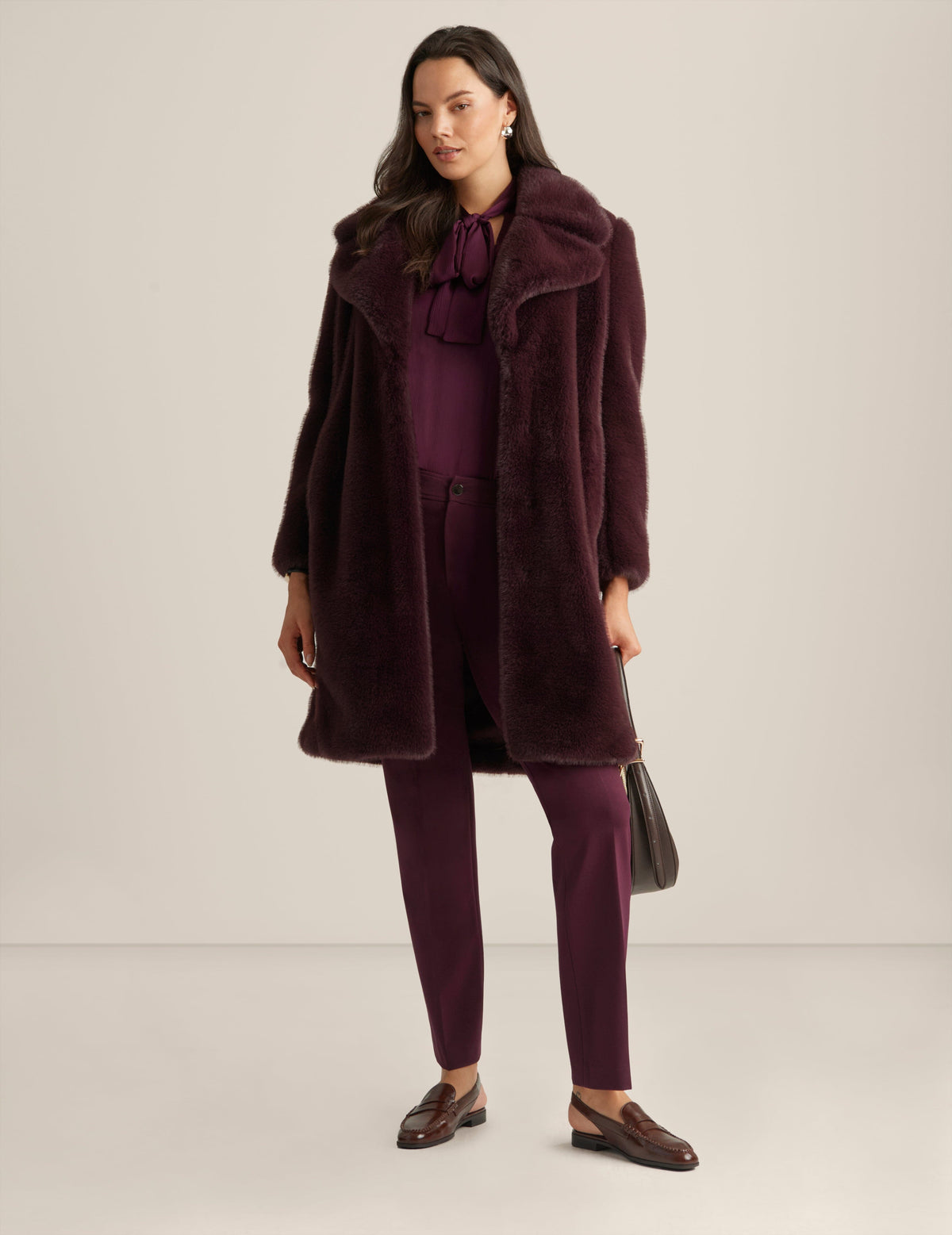 Anne Klein Aubergine Fur Coat