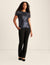 Anne Klein Iridescent Blk Mlt Iridescent Sequin Mesh Top