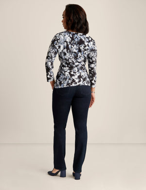 Anne Klein  Printed Asymmetric Wrap Top