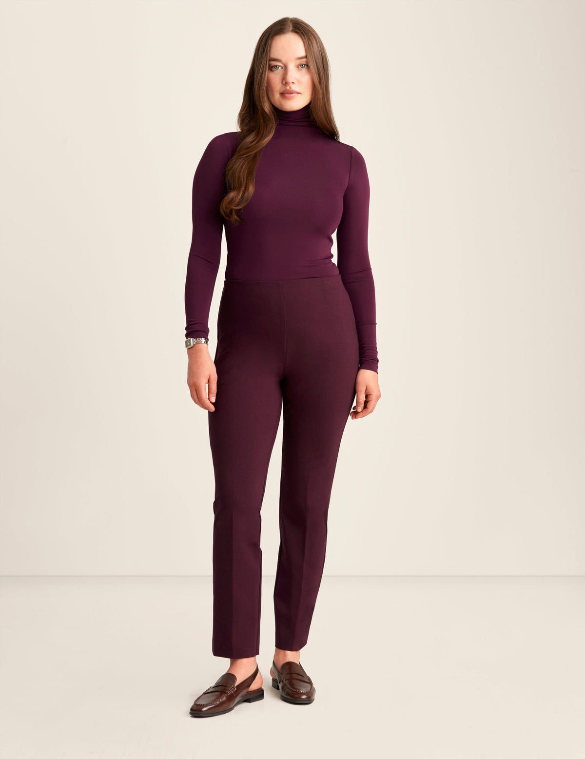 Anne Klein Deep Plum Seamless Turtleneck