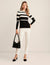 Anne Klein Anne Blk/Anne Wht Striped Crew Neck Pullover