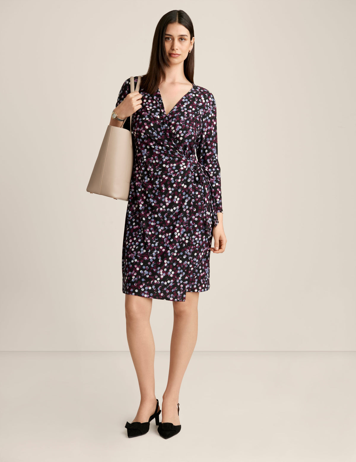 Anne Klein Deep Plum Multi Classic Wrap Dress - Sale