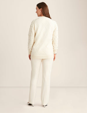 Anne Klein  Embellished V Neck Sweater