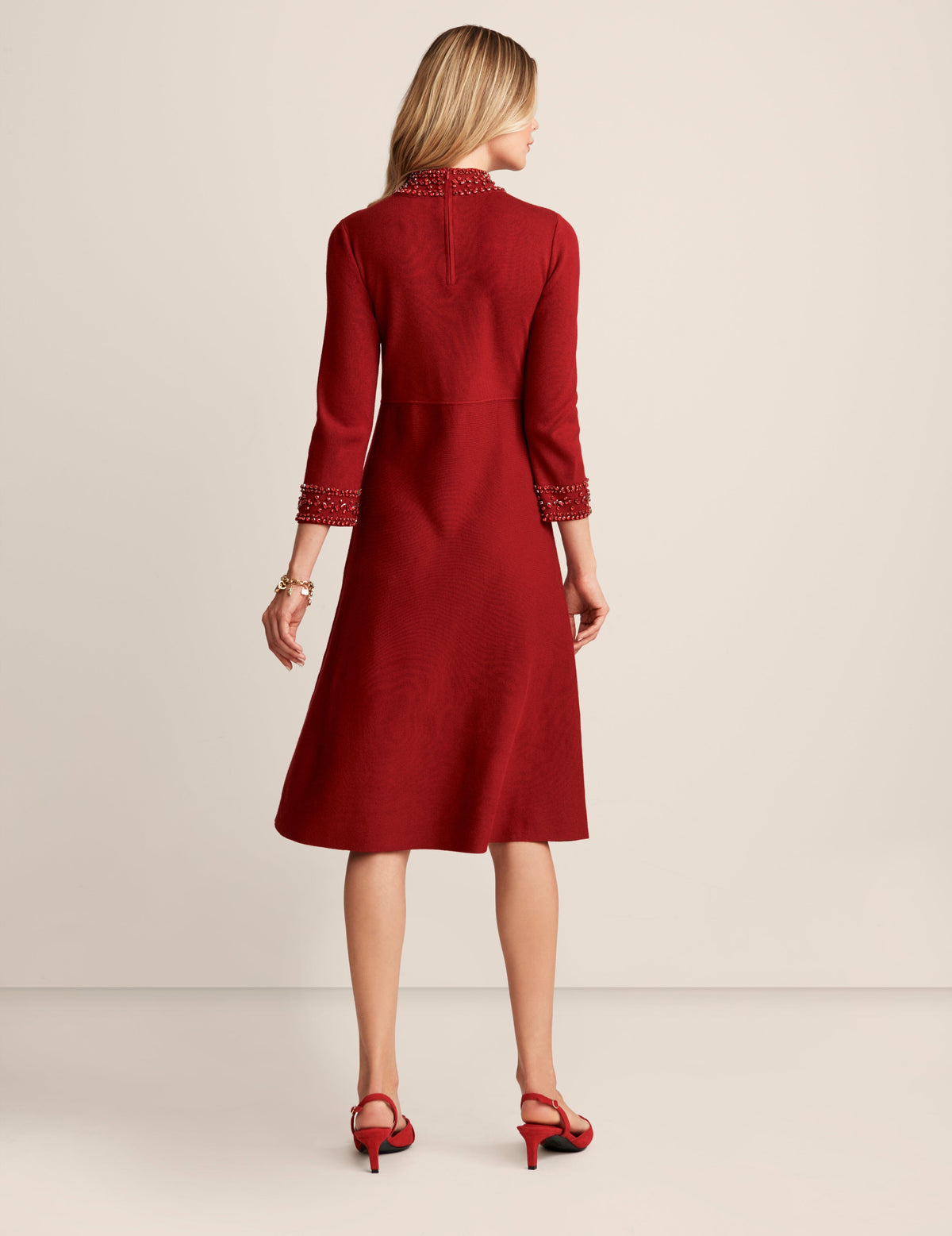 Anne Klein  Embellished Mock Neck Dress