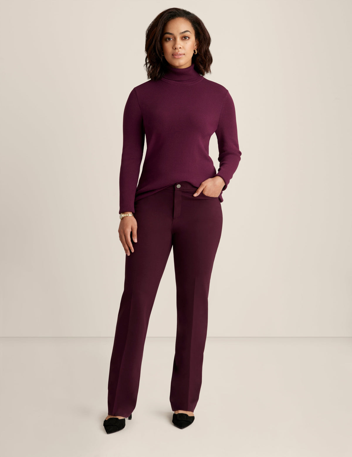 Anne Klein Deep Plum Long Sleeve Turtleneck - Sale