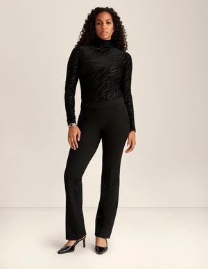 Anne Klein Anne Black Velvet Burnout Seamless Turtleneck