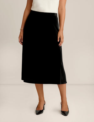 Anne Klein Anne Black Pull On Bias Flared Skirt