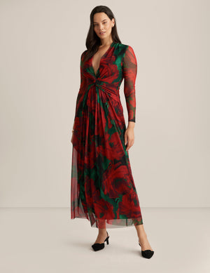 Anne Klein Titian Red Multi Twist Front Maxi Dress - Sale