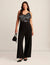 Anne Klein Anne Black/Gunmetal Bow Bodice Straight Leg Jumpsuit