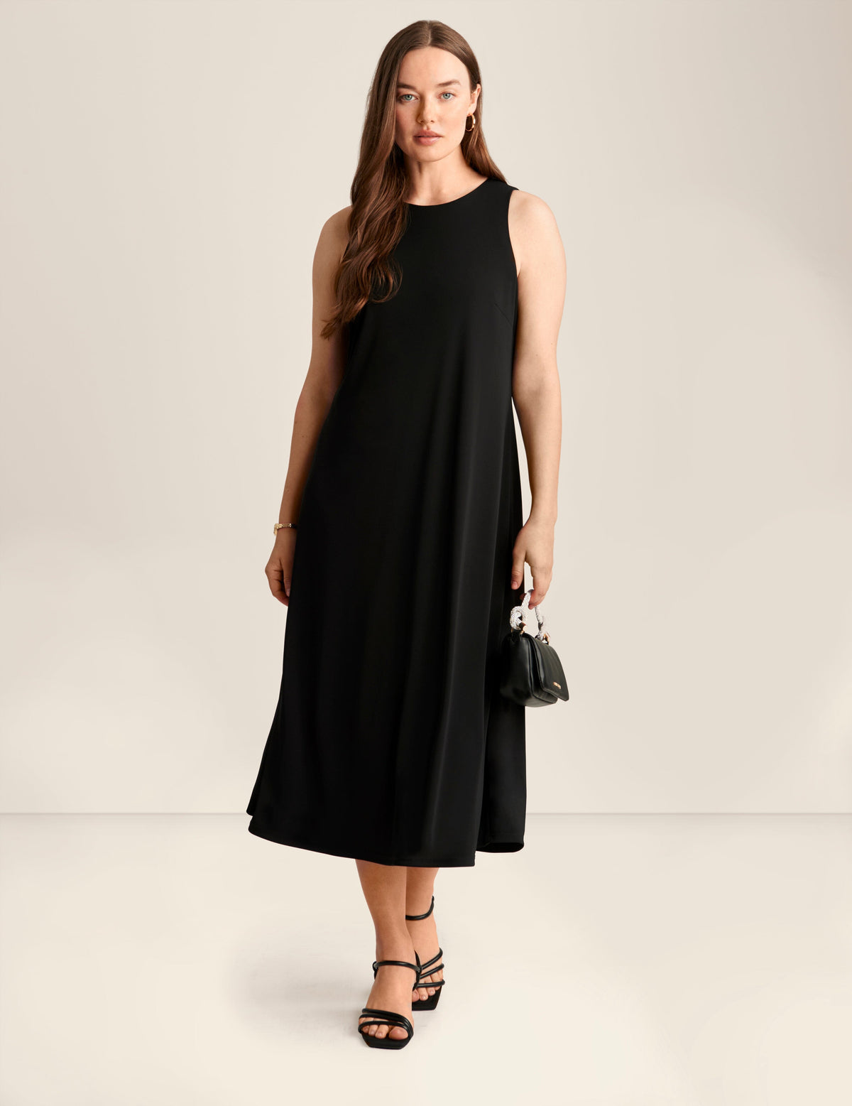 Anne Klein Anne Black Sleeveless Midi Dress